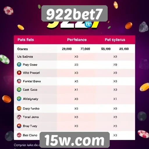 Comparativo de jogos disponíveis na 922bet7